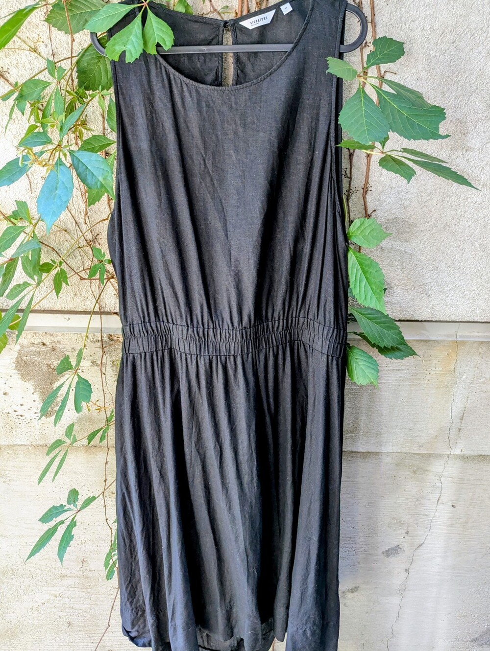 100% Linen Plus Size Black Midi Dress | Open Back | Scandinavian Minimal | 2X - Picture 2 of 10